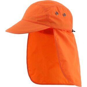 Men's Orange 100% Polyester Wide Brim Uv Protection With Neck Flap Fishing Hat